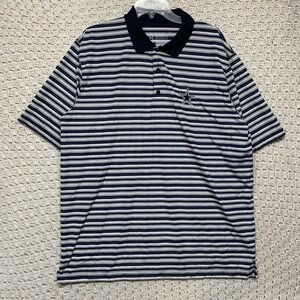 Dallas Cowboys Authentic Polo Shirt Mens 2XL Blue White Gray Stripe Short Sleeve
